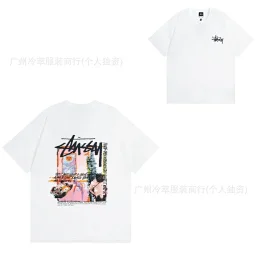 thumbnail for American fashion brand STU short sleeve t-shirt white collection print short sleeve t-shirt casual couple unisex