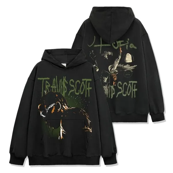 Travis Scott x Cactus Jack Hoodie Black Graphic Print Hoodie - 1