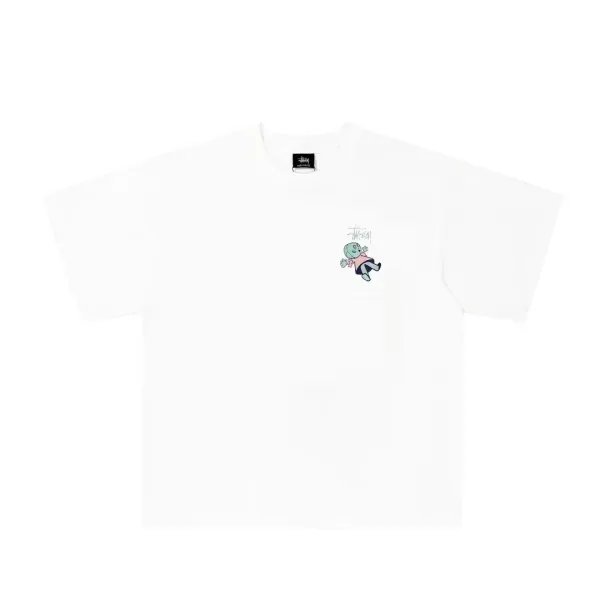 Stussy x Cartoon Character Pocket Tee White T-Shirt - 3