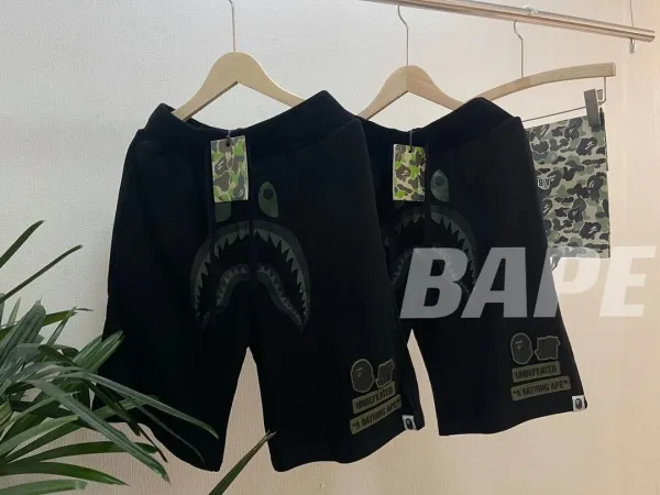 A Bathing Ape Shark Shorts Black Green Multicolor Shorts - 4