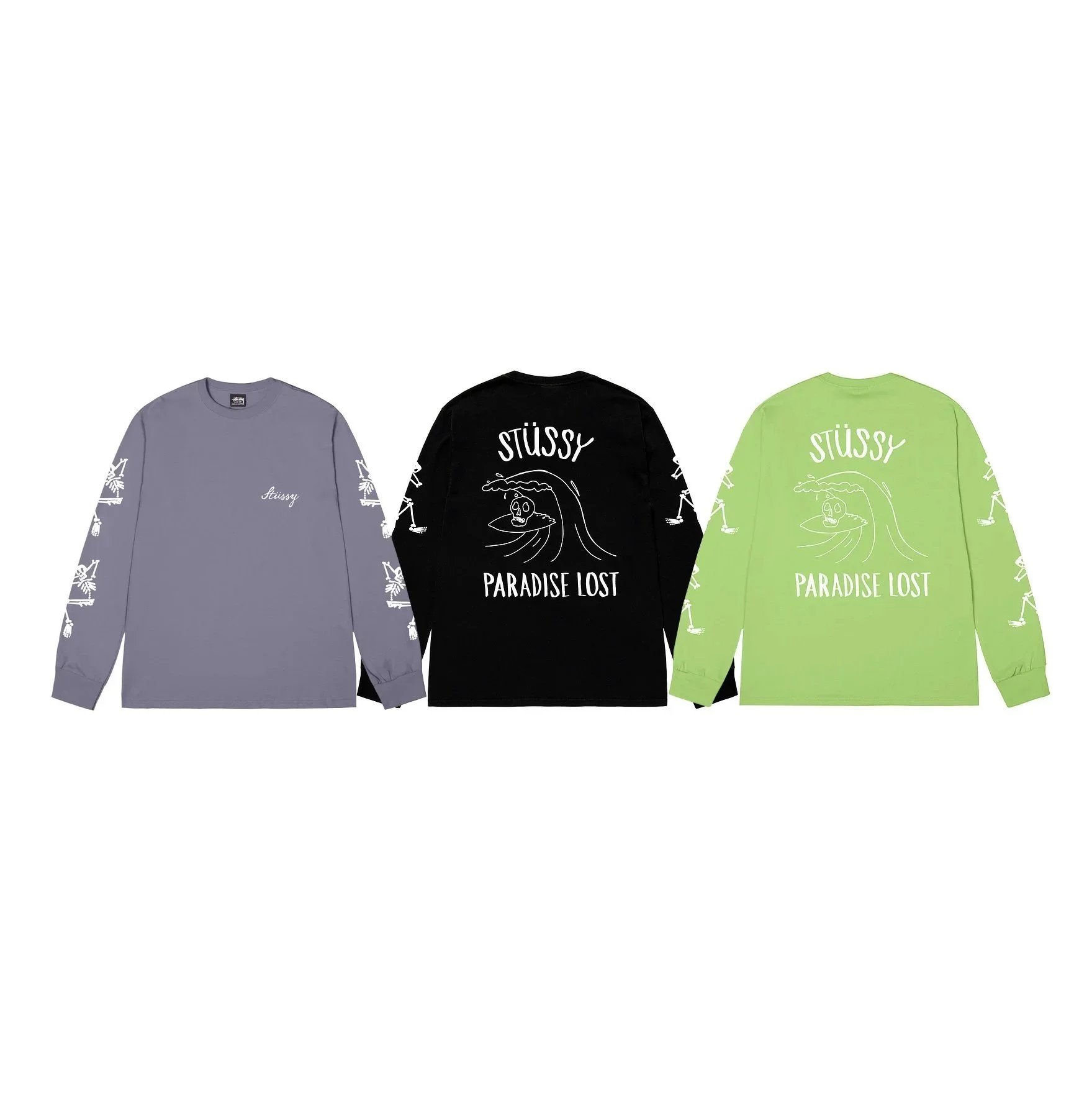 Stussy Paradise Lost Wave Skull Long Sleeve T-Shirt