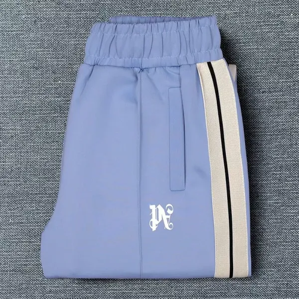 Design Track Pants Light Blue with Side Stripe and Embroidered Logo Sweatpants - 1