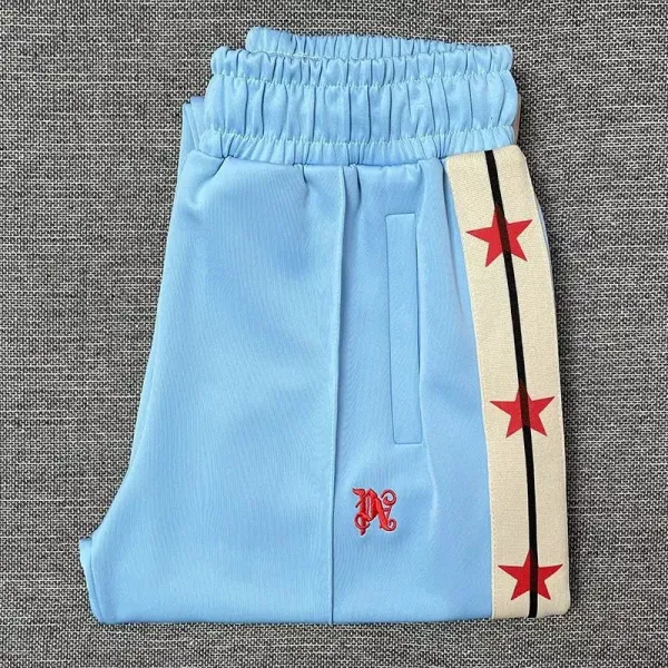 Marcelo Burlon County of Milan Track Pants Light Blue with Chicago Flag Stripe Sweatpants - 1