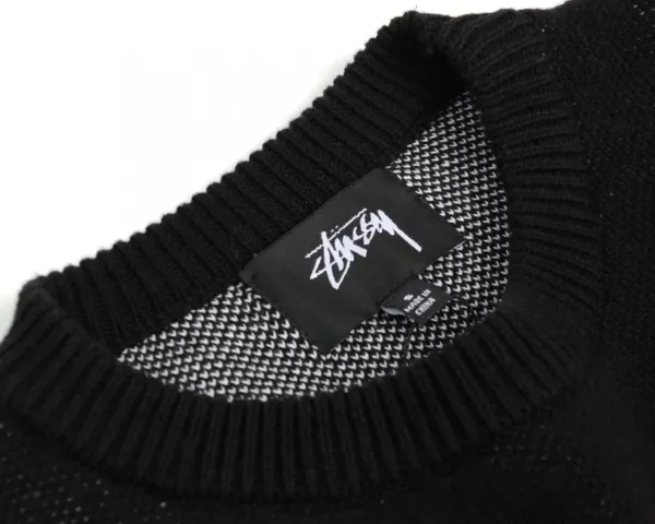 Stussy Oversized Logo Knit Sweater Black - 4