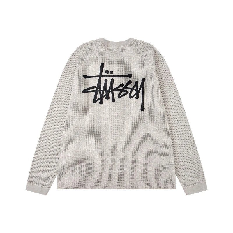 Stussy Oversized Ribbed Beige Graphic Sweatshirt