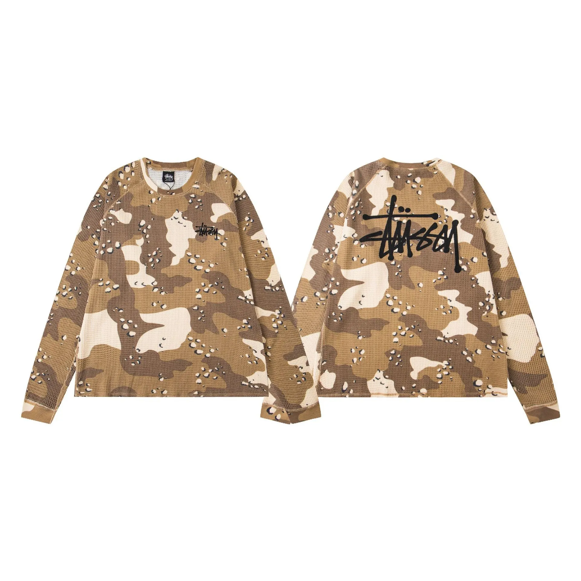 Logo design washed raglan sleeves waffle long T