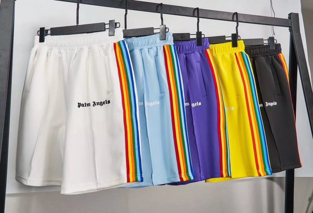 Palm Angels Rainbow Stripe Track Shorts Blue - 2