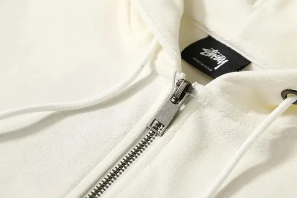 Stussy Flame Logo Zip-Up Hoodie Black and Off-White - 8