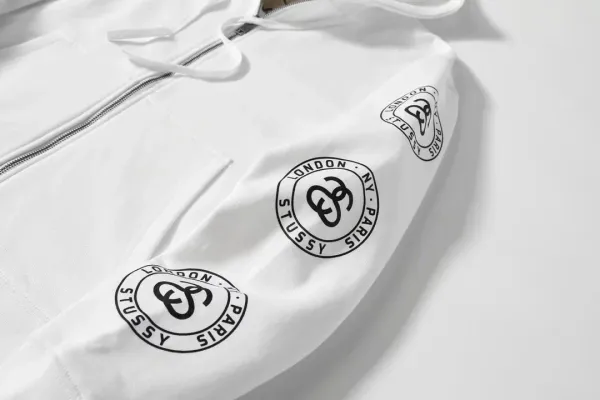 Stussy Archive Logo Print Full-Zip Hoodie Green / White / Black - 8