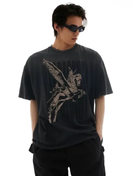 Represent Pegasus Graphic Washed Black T-Shirt - 10