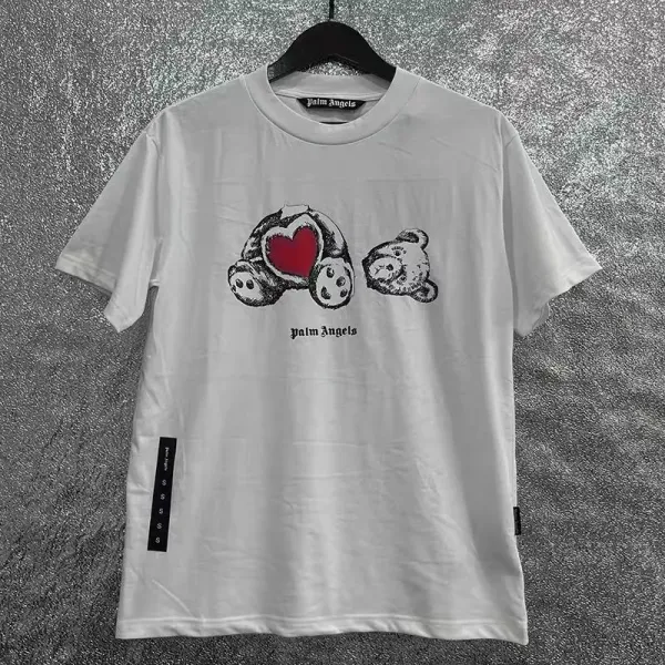 Palm Angels Teddy Bear Heart White T-Shirt - 1