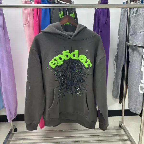 SP5DER Spider Web Hoodie Gray - 1