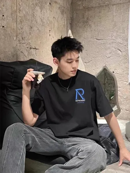 Represent Milan Oversized Washed Black T-Shirt - 11