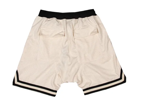 Design Mesh Basketball Shorts Black with Cream Trim - 5