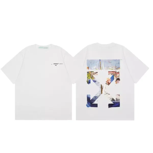 Off-White Painted Arrow Print White T-Shirt - 1