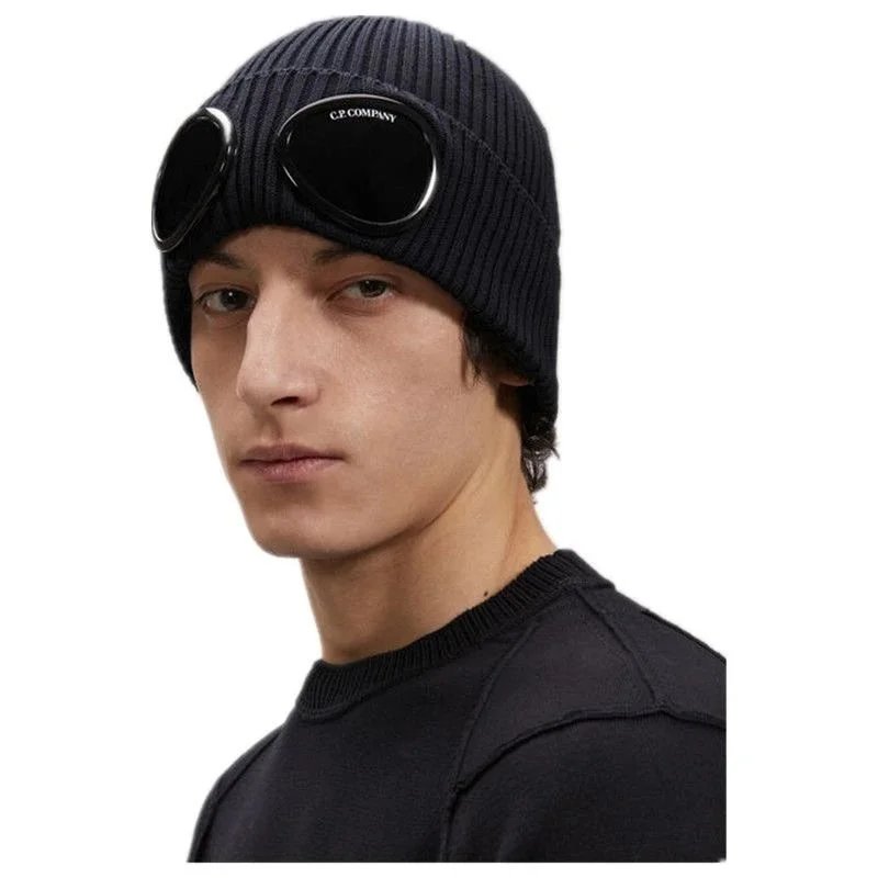 Knitted Beanie Hat with Sunglasses Detail Multi Color Casual Winter Cap