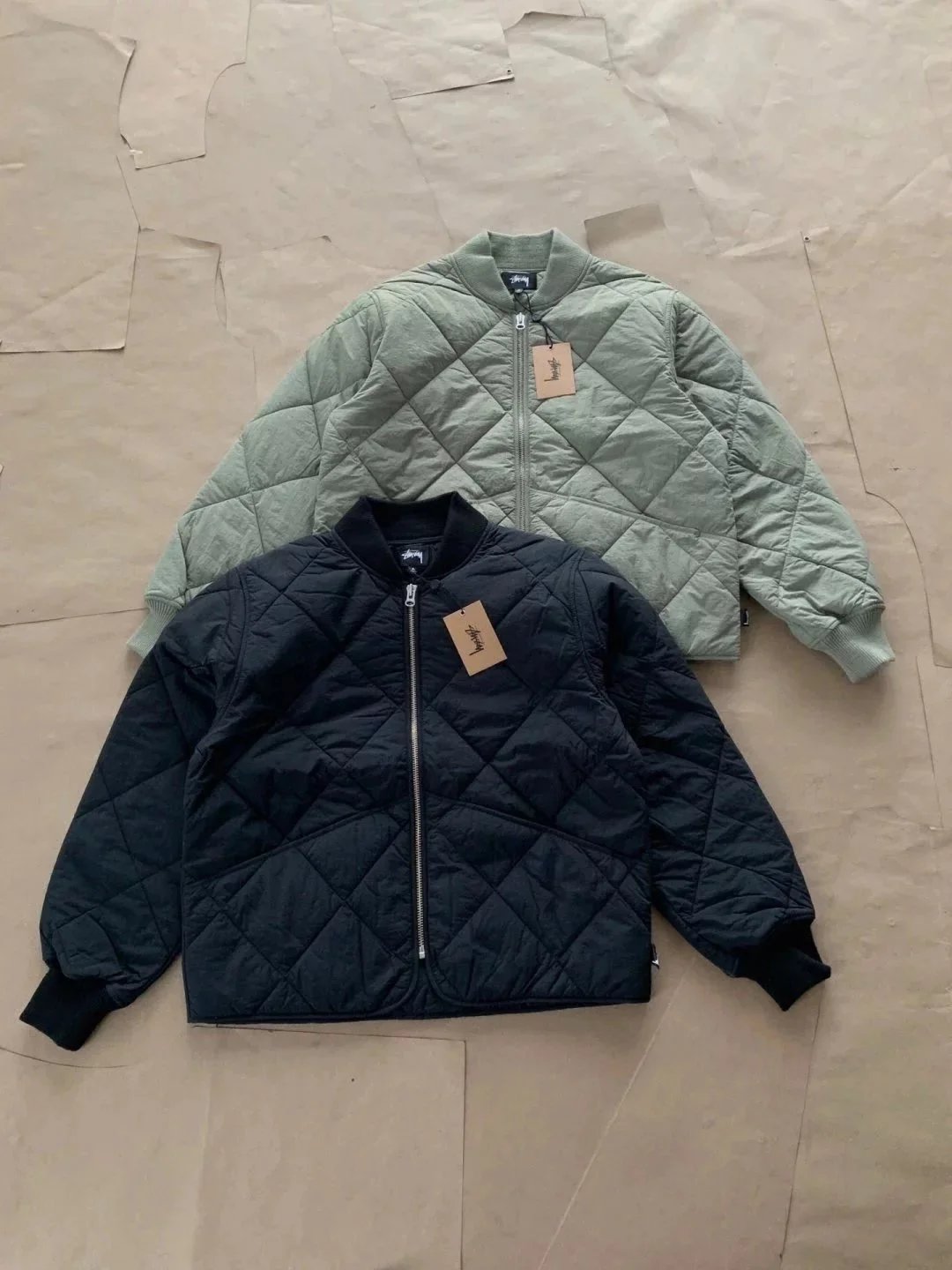 Design Dice Print Quilted Two-Tone Bomber Jacket Outerwear Jacket - 6