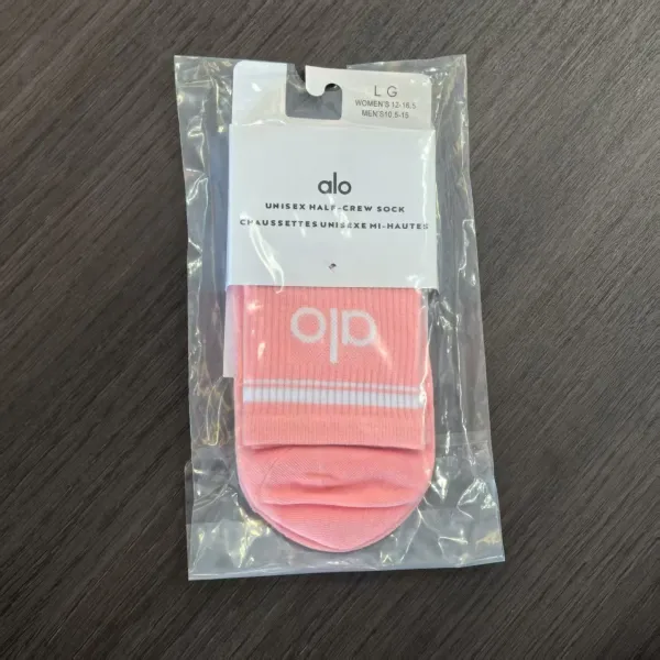 Alo Unisex Half-Crew Sock Pink Socks - 1
