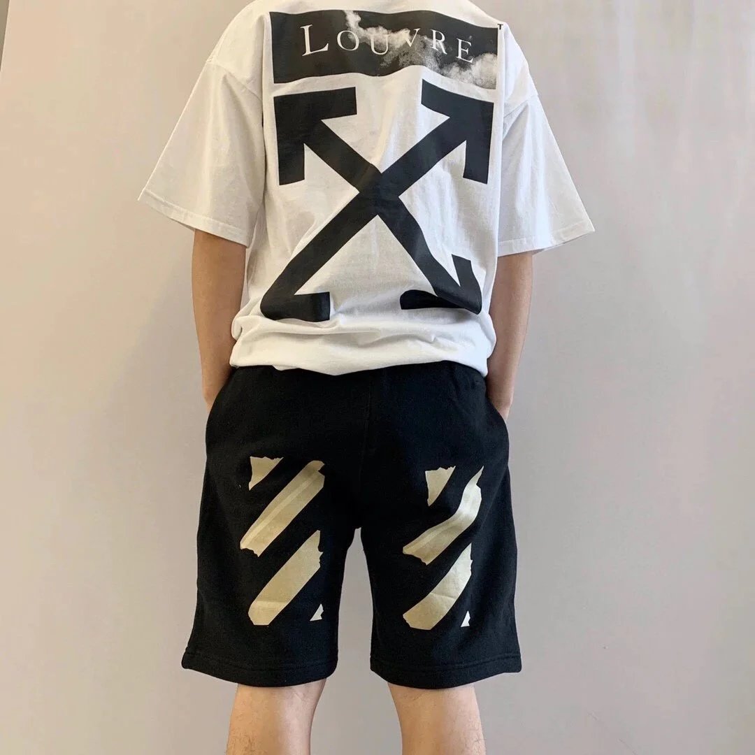 OFF Stripe Paint Letter Shorts photo 3