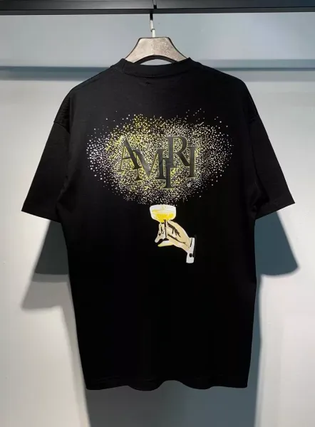 Amiri Champagne Glass Graphic Black T-Shirt - 6