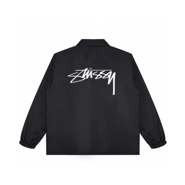 Stussy Script Logo Coach Jacket Beige Outerwear - 7