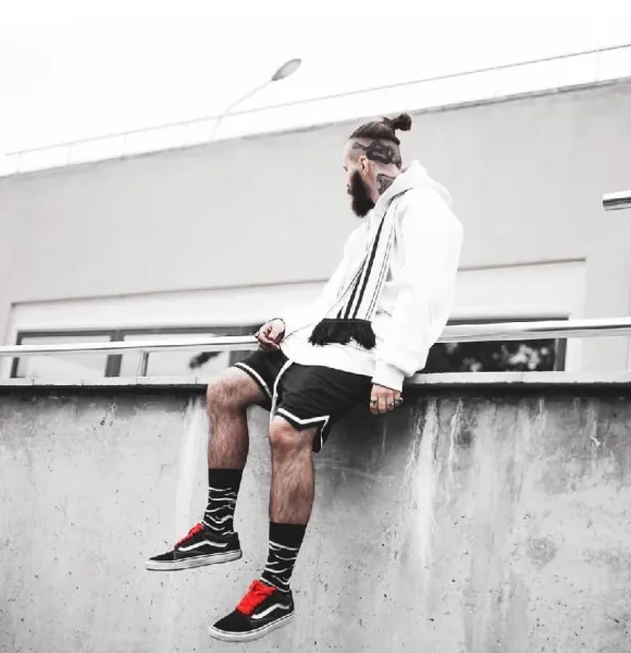 Design Mesh Basketball Shorts Black with Cream Trim - 14