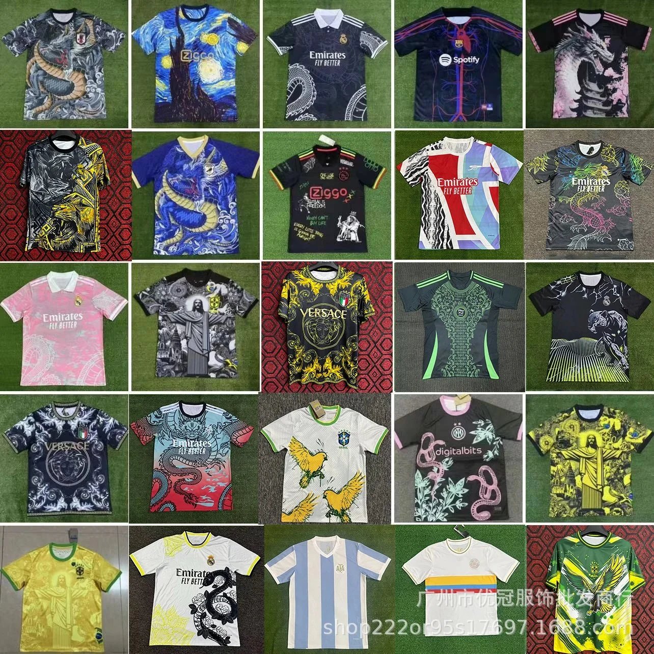 Football uniform Ajax Real Madrid Black Dragon Brazil Japan Kiyomizu Temple Crystal Palace Brazil Eagles jersey