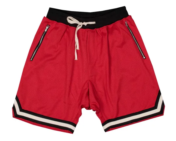 Design Mesh Basketball Shorts Black with Cream Trim - 8