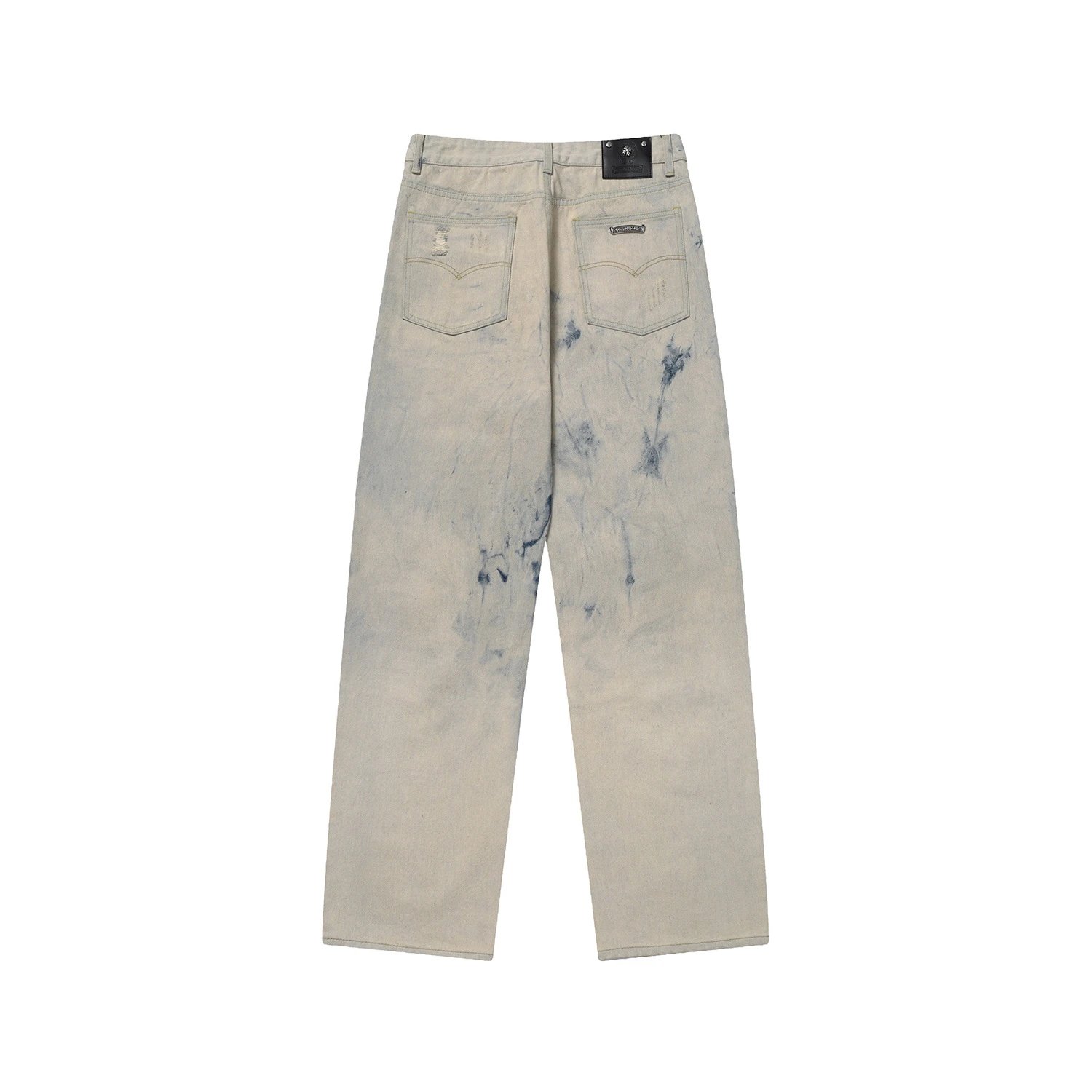 Cross Embroidery Washed Denim Jeans photo 7