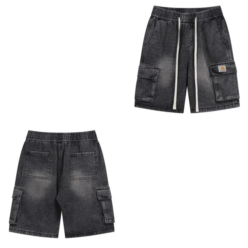 Multi-Pocket Washed Denim Shorts photo 2