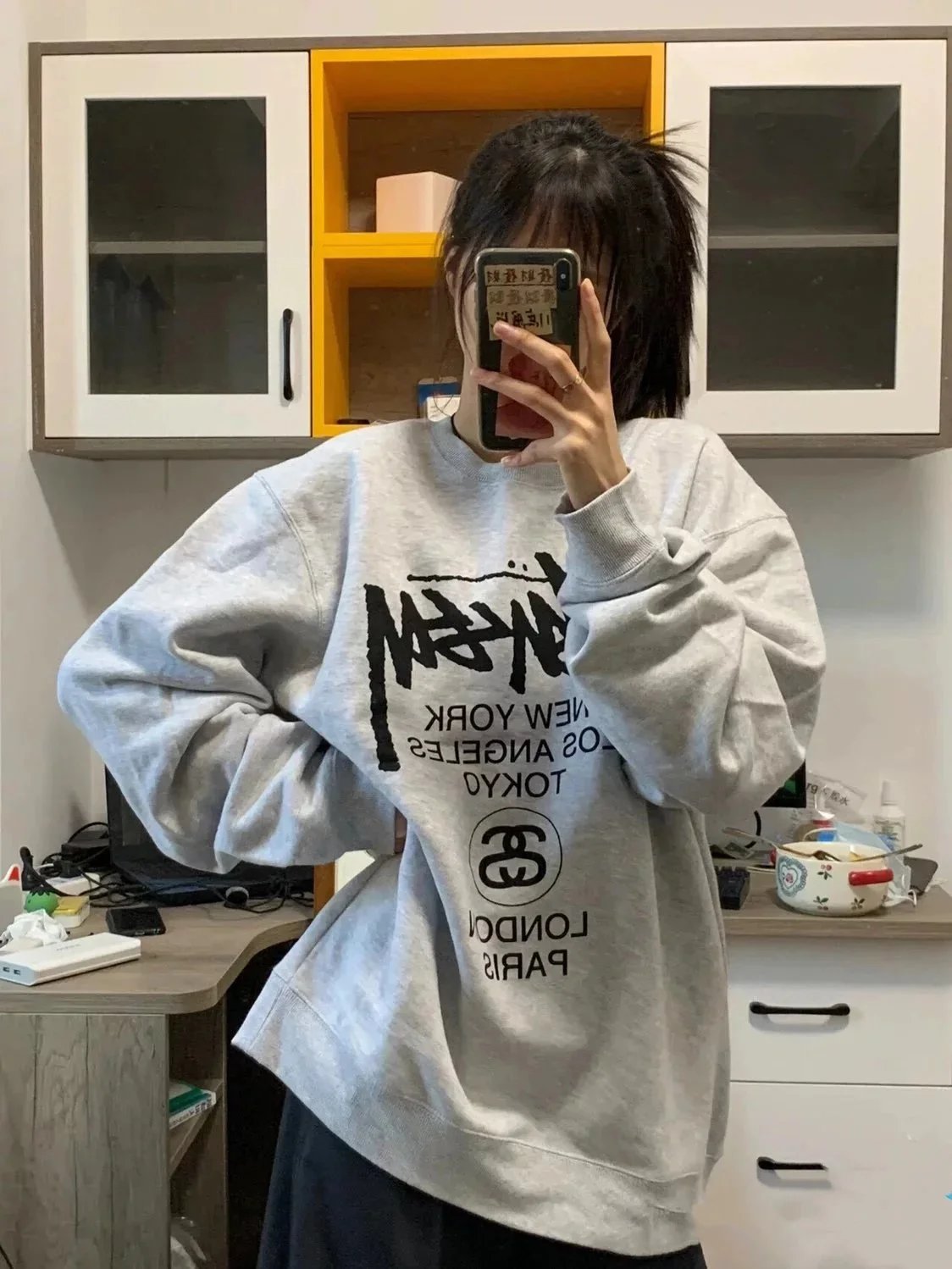 Stussy Script Letter Logo Fleece Hoodie photo 3