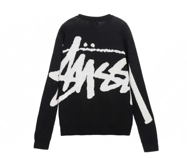 Stussy Oversized Logo Knit Sweater Black - 2