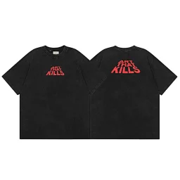 thumbnail for American fashion brand short sleeve summer loose retro wash distressed high street t-shirt men