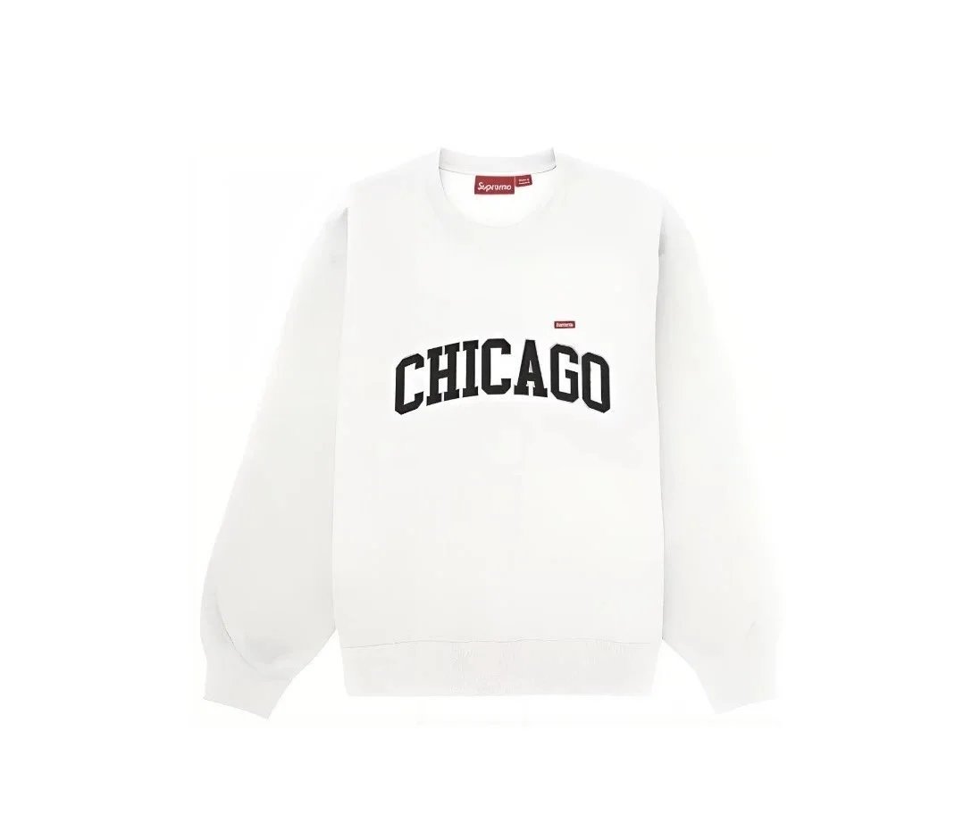 Supreme Hoodies & Sweatshirts City Name Graphic Crewneck Sweatshirt — E572 White (Chicago)