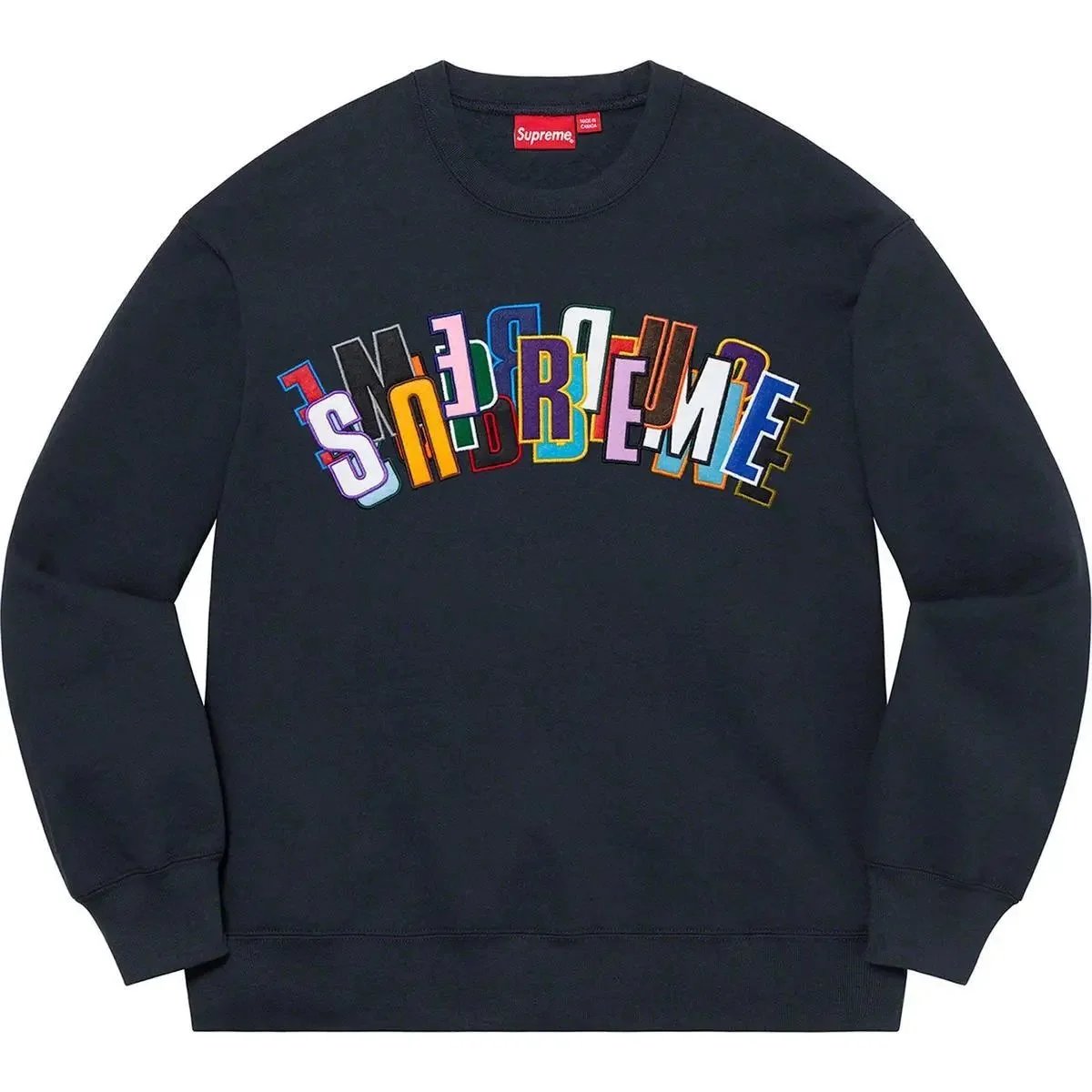 Supreme Hoodies & Sweatshirts City Name Graphic Crewneck Sweatshirt — E528 Royal Blue (Layered Sweatshirt)