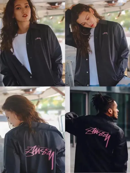 Stussy Script Logo Coach Jacket Forest Green Outerwear - 3