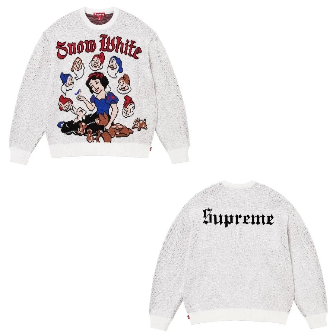 Supreme Hoodies & Sweatshirts City Name Graphic Crewneck Sweatshirt — M002 White (Snow White Sweater)