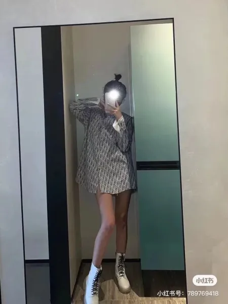 Dior Oblique Print Oversized Shirt Dress White / Gray - 1