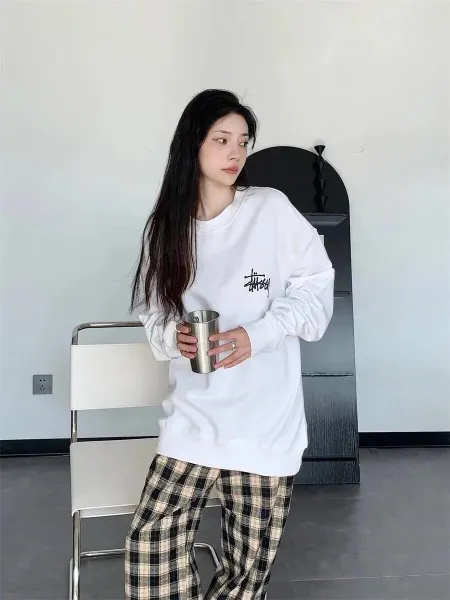 Stussy Classic Logo Oversized Sweatshirt Brown Hoodie - 7