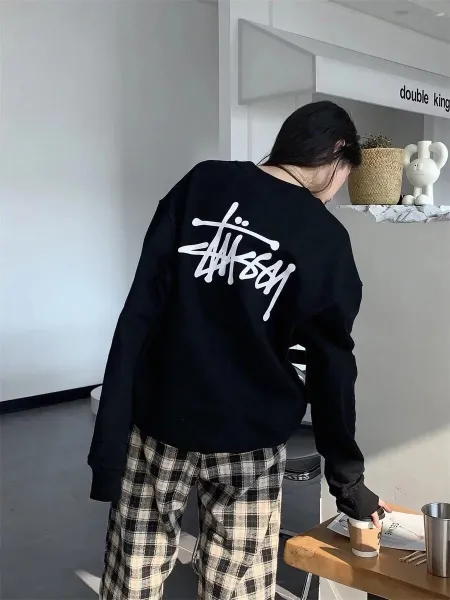 Stussy Classic Logo Oversized Sweatshirt Brown Hoodie - 10