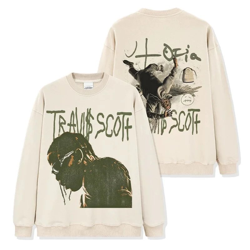 Travis Scott x Cactus Jack Hoodie Beige Graphic Sweatshirt - 1