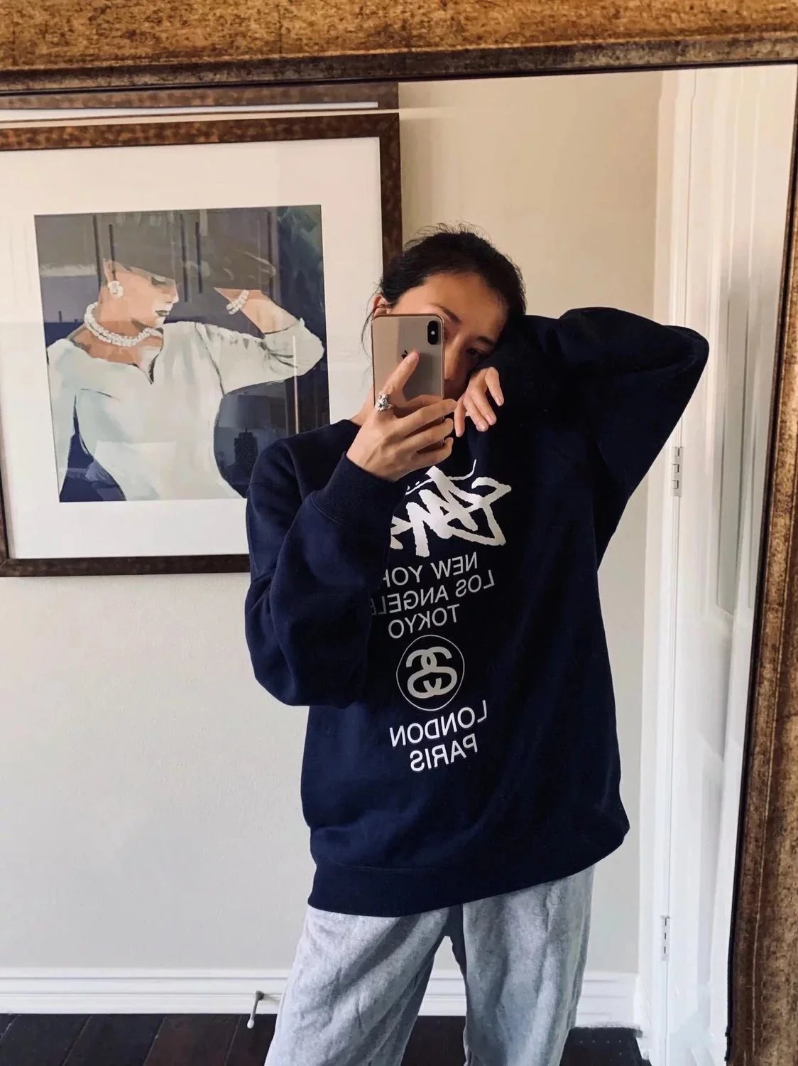 Stussy Script Letter Logo Fleece Hoodie photo 5