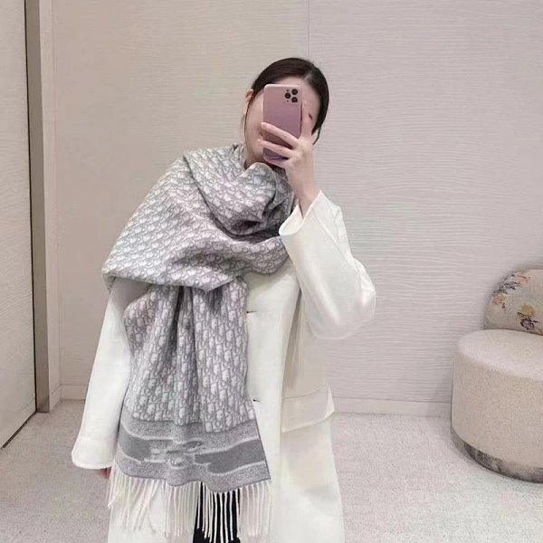 Dior Oblique Monogram Gray Cashmere Scarf product listing in Litbuy spreadsheet finds