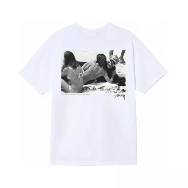 Stussy Skull Beach Photo Print White T-Shirt - 1