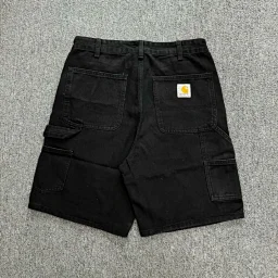 thumbnail for Washed black cargo denim shorts