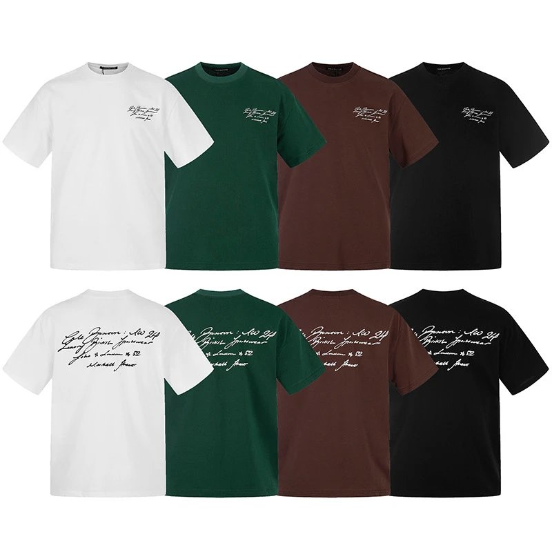 High-Street Minimalist Script Lettering Logo Print Short-Sleeve T-Shirt for Men