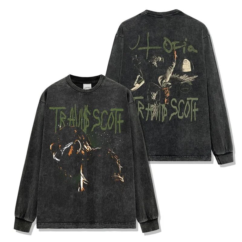Travis Scott x Cactus Jack Long Sleeve Tee Acid Wash Black - 1
