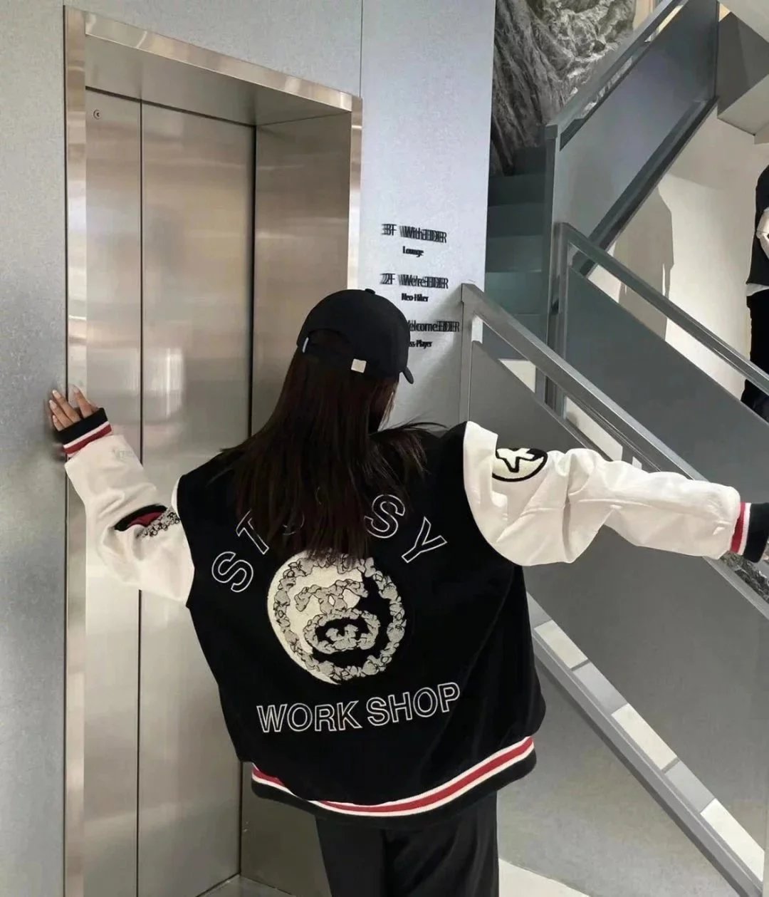 Stussy Stüssy Work Shop Varsity Jacket Black / White Outerwear - 9