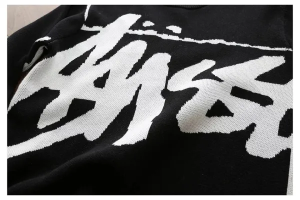 Stussy Script Logo Knit Sweater Black - 5