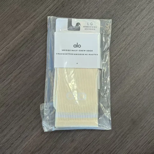 Alo Unisex Half-Crew Sock Beige Socks - 1